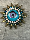 Pin Brooch Handmade Blue