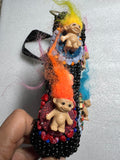 Handmade Vintage Troll Doll Beaded Shoulder Bag Retro Purse Collectible Handbag Sara Molano Camila Meucci