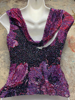 Andretta Donatello Floral Sequined Evening Formal Top size M Preowned Beaded