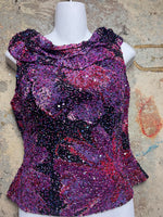 Andretta Donatello Floral Sequined Evening Formal Top size M Preowned Beaded