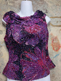 Andretta Donatello Floral Sequined Evening Formal Top size M Preowned Beaded